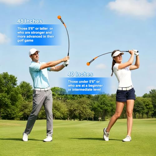 Orange 40-inch Golf Swing Trainer Aid for Power and Tempo Improvement