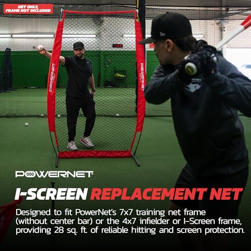 PowerNet Baseball & Softball Training Net Replacement - Red / I-Screen