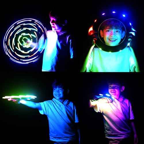 TOSY Flying Ring - 16 Million Color RGB or 12 LEDs, Super Bright, Lost Mode, Auto Light Up, Camping Essentials for Kids/Teens/Boy/Girl, Safe & Soft, Waterproof, Pool/Beach Games, Lightweight Toy