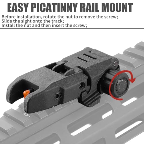Flip Up Sight Front and Rear Flip Lightweight Tactical Sights - Black-1