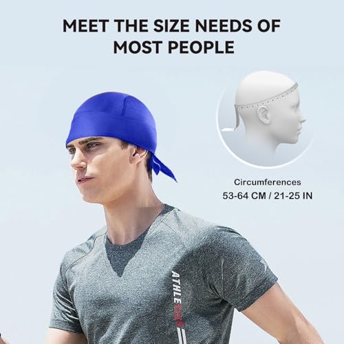 Breathable Doo Rags for Men 6 Pack Sweat-Wicking Cooling Skull Caps with Line Variations