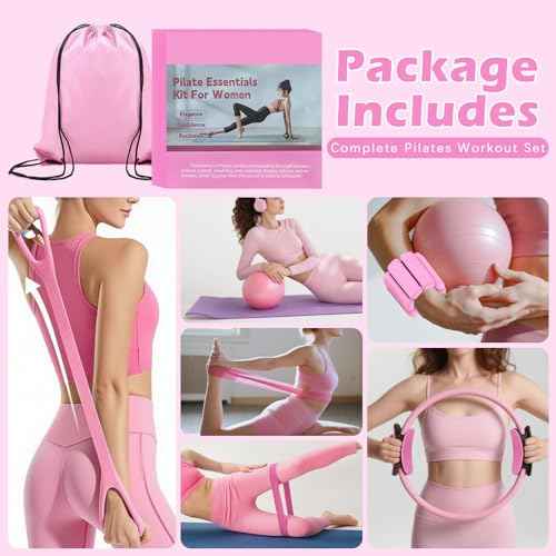 Pilates Kit for Home Workouts ? Pilates Equipment Set with Ring, Ball, Resistance Bands, Pilates Accessories, Pilates Essentials Kit for Women, Yoga & Workout Sets, Pilates Sets for Home Exercise