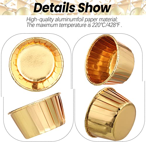 Gold Cupcake Liners 300 Pack Disposable Foil Baking Cups - Bulk Bakeware