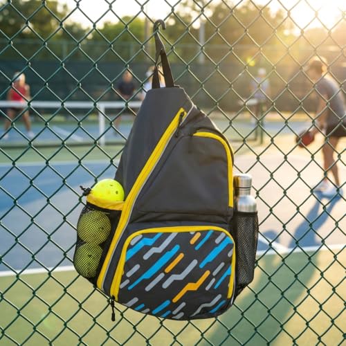 Pickleball Sling Bag with Shoe Compartment and 2 Paddles Grey/Yellow