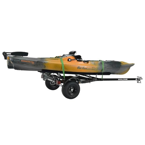 Malone MPG444LB-BLK MicroSport Off-Road LowBed 2 Kayak Trailer with 2 Bunk Kayak Carriers | 20' / 800 lbs Load Capacity | 22" Crossbar to Ground Clearance | Black Powder Coat Finish