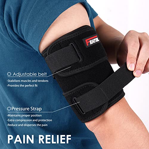 FEATOL Bicep Tendonitis Brace Compression Sleeve Support Black Medium