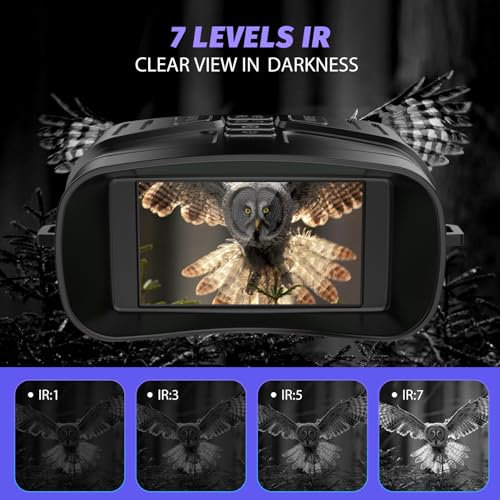 Night Vision Goggles - 4K Night Vision Binoculars with 5000mAh Rechargeable Battery, 32GB TF Card can Save Photo and Video, 3'' HD Screen for Camping & Security, Black