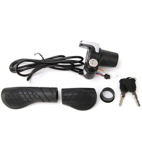 YYMTTOR 36V Twist Grip Throttle with LCD Display (Power Indicator) & Key Lock - Universal Fit, Easy Install for E-Bikes/Scooters/Motorcycles