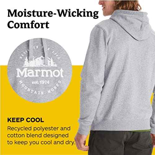 Marmot Men's Culebra Peak Hoody - Hooded Midweight Pullover Fleece Sweatshirt with Screen Printed Graphic and Kangaroo Pocket
