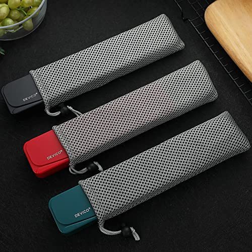 Dark Green Travel Utensils Set with Case - 4Pcs Stainless Steel Cutlery for Camping, School, Office