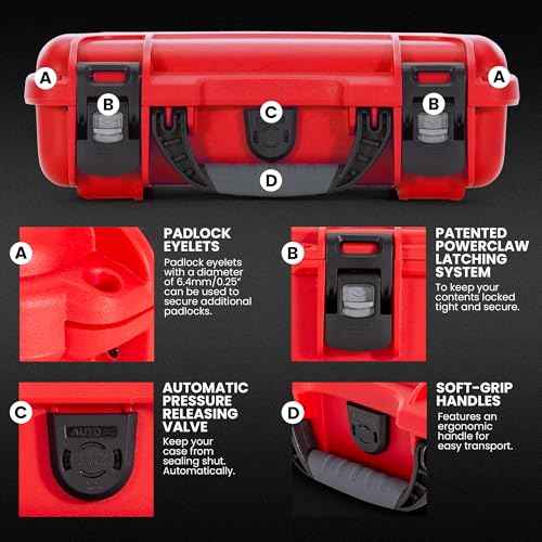NANUK 910 Waterproof First Aid Box Empty ? Durable, Medical First Aid Organizer Case, IP67-Rated, Dustproof, Impact-Resistant, and Floats (7.4" x 4.9" x 3.1") ? Red