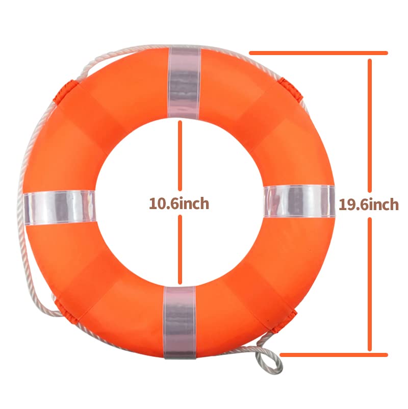 20Inch Throwable Lifebuoy Ring with 98.4FT Floating Rescue Rope - Emergency Flotation Device for Boating, Pool & Outdoor Water Safety, Heavy-Duty Foam Buoy & Perimeter Line Lifeguard Kit (Orange+Rope)