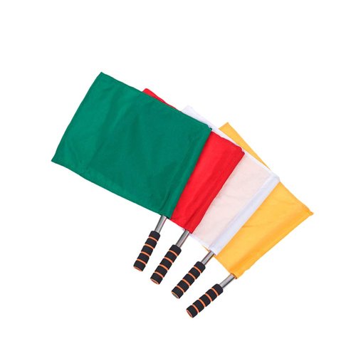 SEWACC 4 Pcs Referee Flag Stainless Flag with Sponge Handle Red Flag for Soccer Volleyball Football Competition Supplies (Yellow, Red, Green, White)