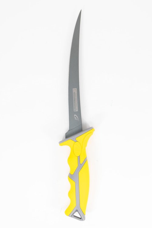 danco 9" Flex Fillet Knife Yellow Karl Fishing Knives, Premium Swedish Steel Blade, Non-Stick Teflon Coating for Smooth, Precise Cuts, Freshwater/Saltwater