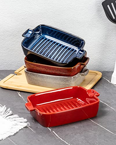 Reactive Glaze Ceramic Baking Dishes Set of 4 - 18 oz Au Gratin Pans