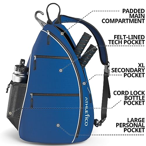 Athletico Blue Sling Bag - Crossbody Backpack for Pickleball, Tennis, Travel