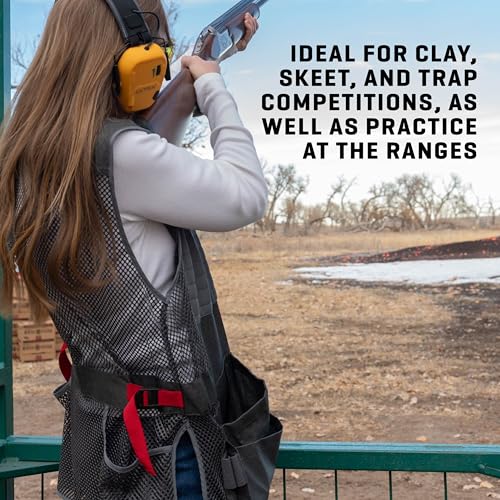 Men's Shooting Vest Mesh Vest with Moveable Shoulder Pad Deep Pockets & Side Straps - X-Large