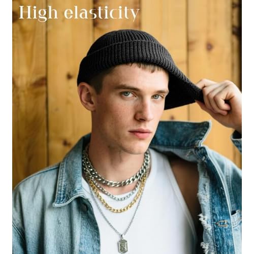Wool Fisherman Beanies for Men Women, Short Knit Fall Winter Warm Beanie, Watch Cap, Cuffed Trawler Hats, Skull Caps