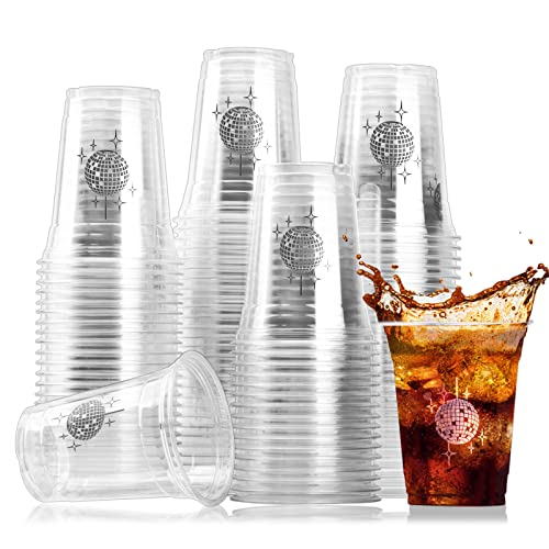 100 Pack Disco Ball Plastic Cups 12 oz Disposable Drinkware for Party and Wedding