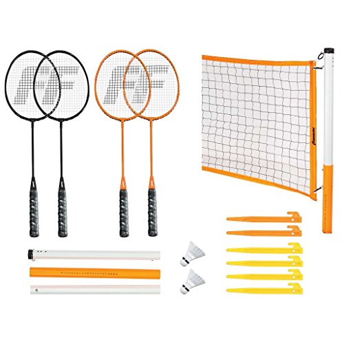 Franklin Sports Badminton Net + Rackets Set - Portable Backyard Badminton Set with (4) Rackers + (2) Birdies - Adult + Kids Set - Classic