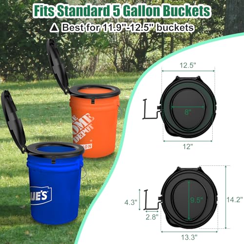 Black Portable Toilet Seat for 5 Gallon Buckets Camping Hiking Outdoor