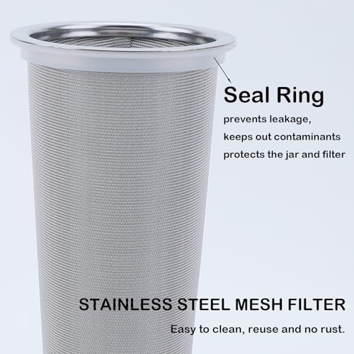 Cold Brew Coffee Filter for 32oz Mason Jar - Stainless Steel Mesh Strainer with Seal Ring
