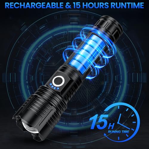 Rechargeable LED Flashlight 99,000 Lumens Waterproof Camping Light with 5 Modes
