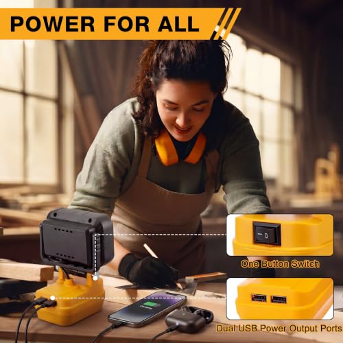 4 Pack Cordless LED Work Lights for Dewalt 20V Batteries - Yellow, Portable