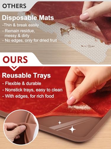 3Pcs Silicone Food Dehydrator Sheets with Edge - Non-Stick Tray Liners