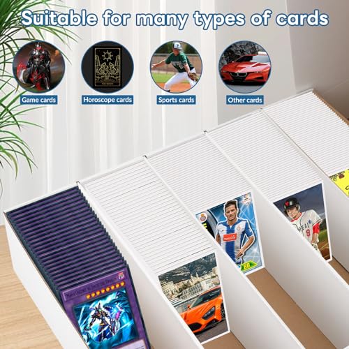 6 Pack Card Storage Box Set - Holds 3700 Trading Cards or 900 Sleeves - White Sports Organizer