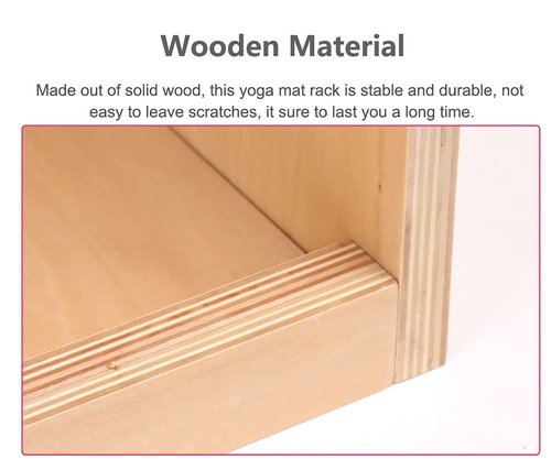 Workout Organizer Holder Wooden Yoga Mat Storage Rack, 12 Compartment Yoga Mat Holder Floor Storage Organizer for Exercise Mats/Pilates Mats