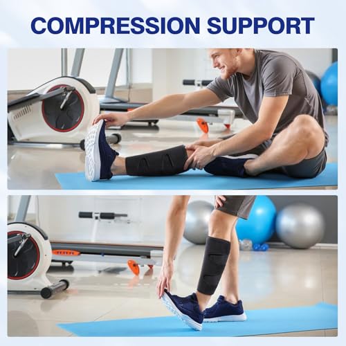 Calf Support Brace with Adjustable Compression Neoprene Wrap for Muscle Pain Relief