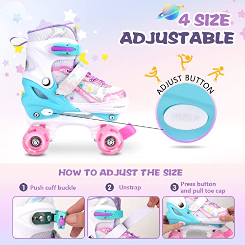Pink Toddler Adjustable Roller Skates for Girls Kids Size 7C-10C with Light-Up Wheels - Baby & Toddler