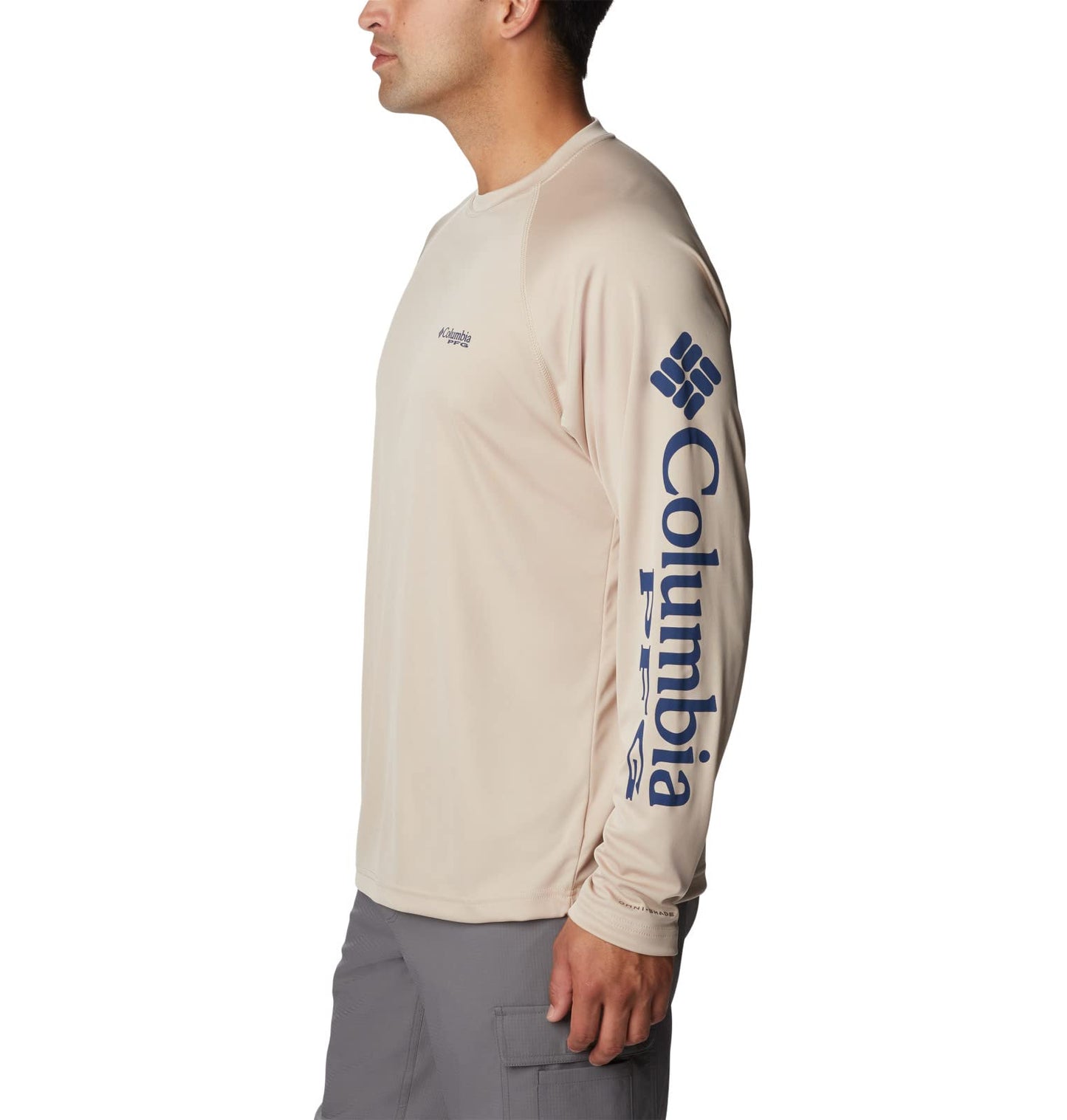 Columbia Men's Terminal Tackle Long Sleeve Shirt, Ancient Fossil/Carbon Logo, 6X Big