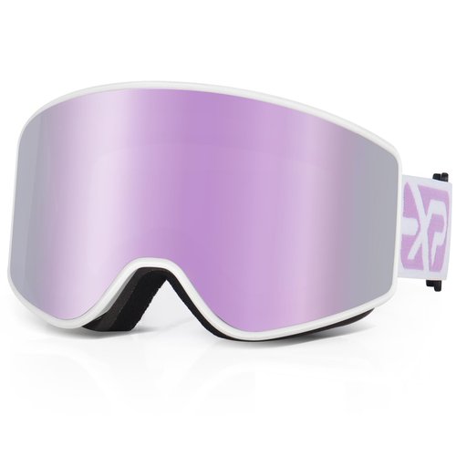 EXP VISION Ski/Snowboard Goggles, Anti Fog Adult Snow Goggles Over The Glasses for Men, Women Youth (Adult Ski Goggles-Pail lilac)