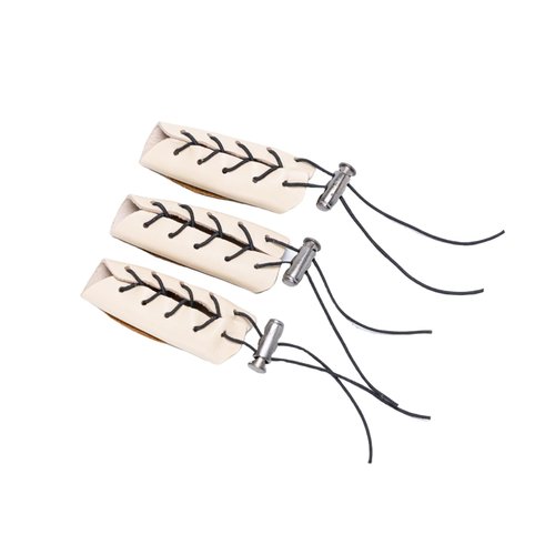 Prespollw Archery Gloves - Leather Finger Tab & Hand Guard for Recurve Bow & Traditional Bow - Protects Fingers & Hands for Hunting - Pack of 3 (Light Beige Brown)
