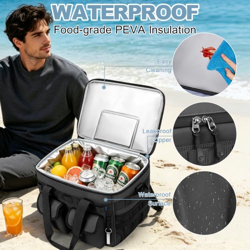 Large Insulated Collapsible Cooler Bag 48 Can Capacity with Leakproof Design