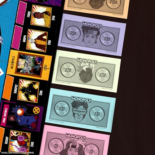 Monopoly: X-Men '97 Edition Board Game, Buy, Sell, Trade Iconic Mutants Like Wolverine, Magneto, Rogue & More, Featuring 6 Custom X-Men Themed Tokens, Officially Licensed Merchandise and Collectible