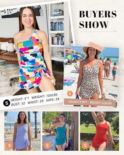 Women One Piece Swim Dress - Large Black One Shoulder Swimsuit