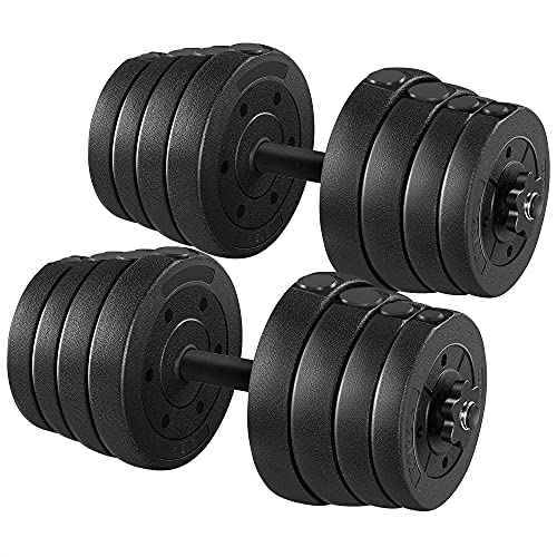 Yaheetech 66LB Weight Dumbbell Set Fitness Adjustable Cap Gym/home Barbell Plates Body Workout for Women and Men Strength Training
