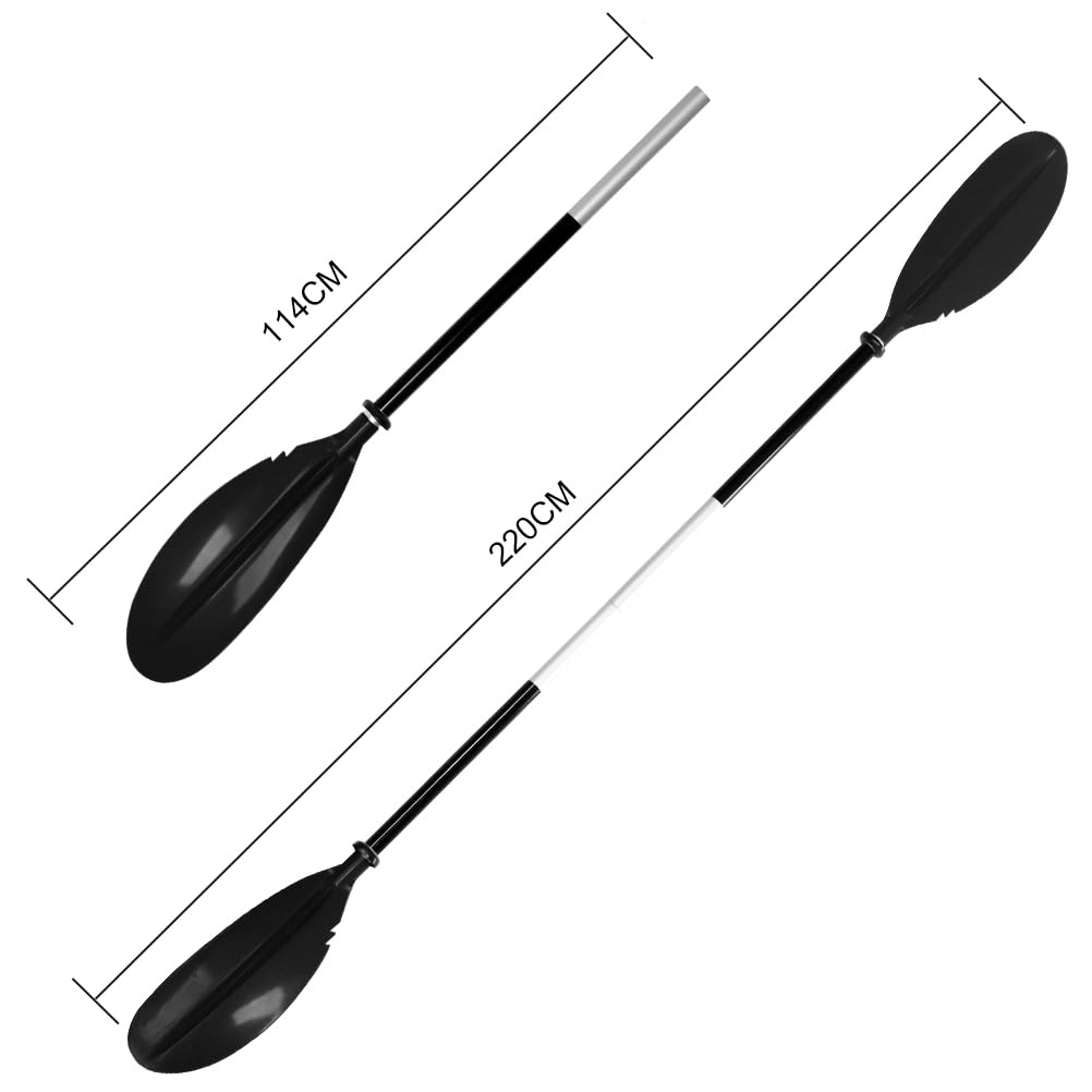 Karltion Kayak Paddle - Adjustable 2 Pieces Aluminum Alloy Shaft with Glass Fiber Blade for Surfing,Oar Fishing Easy Packable Travel- Black