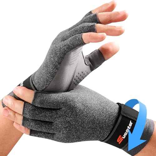 SueStar Full-Hand Compression Arthritis Gloves with Extra Wrist Support, Compression Gloves Women with Silicone Grip& Easy Pull Loop for Carpal Tunnel Pain, Rheumatoid Arthritis, Swelling Edema Relief