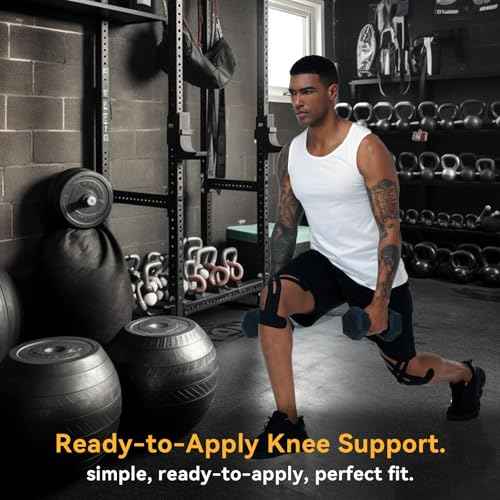 Precut Kinesiology Tape for Knees, 12 Pcs Kinesiology Tape for Knee Pain Relief Athletic Tape, Breathable & Latex-Free Waterproof Knee Tape Hypoallergenic Elastic Sports Tape, Black