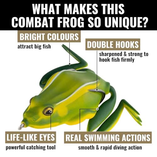 Lunkerhunt Combat Frog Lure - Jungle Topwater Fishing Lure for Bass and Trout