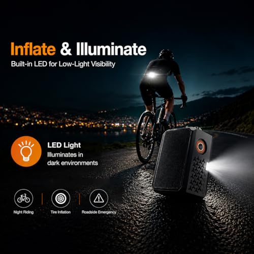 Mini Electric Bike Pump 120 PSI Portable Tire Inflator with Digital Gauge
