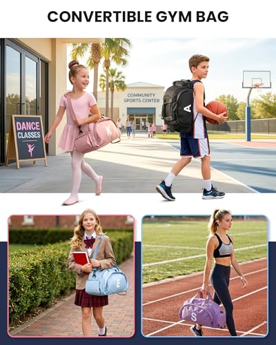 Pink Initial Gym Bag for Girls & Teens - Convertible Sports Duffel, Sleepovers & Sports Gift