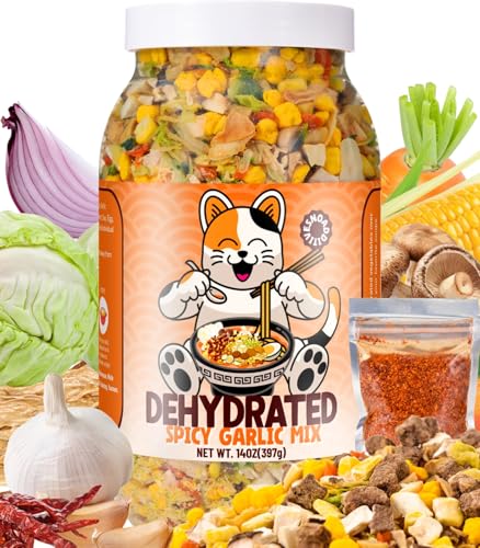 Spicy Garlic Ramen Toppings - Dried Vegetable Mix for Instant Noodles - 14oz - Variation of Spicy Garlic Mix Ramen Toppings