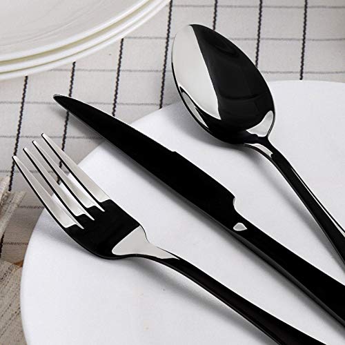 E-far Black Stainless Steel Flatware Set - 20-Piece Service for 4 with Streamlined Handle