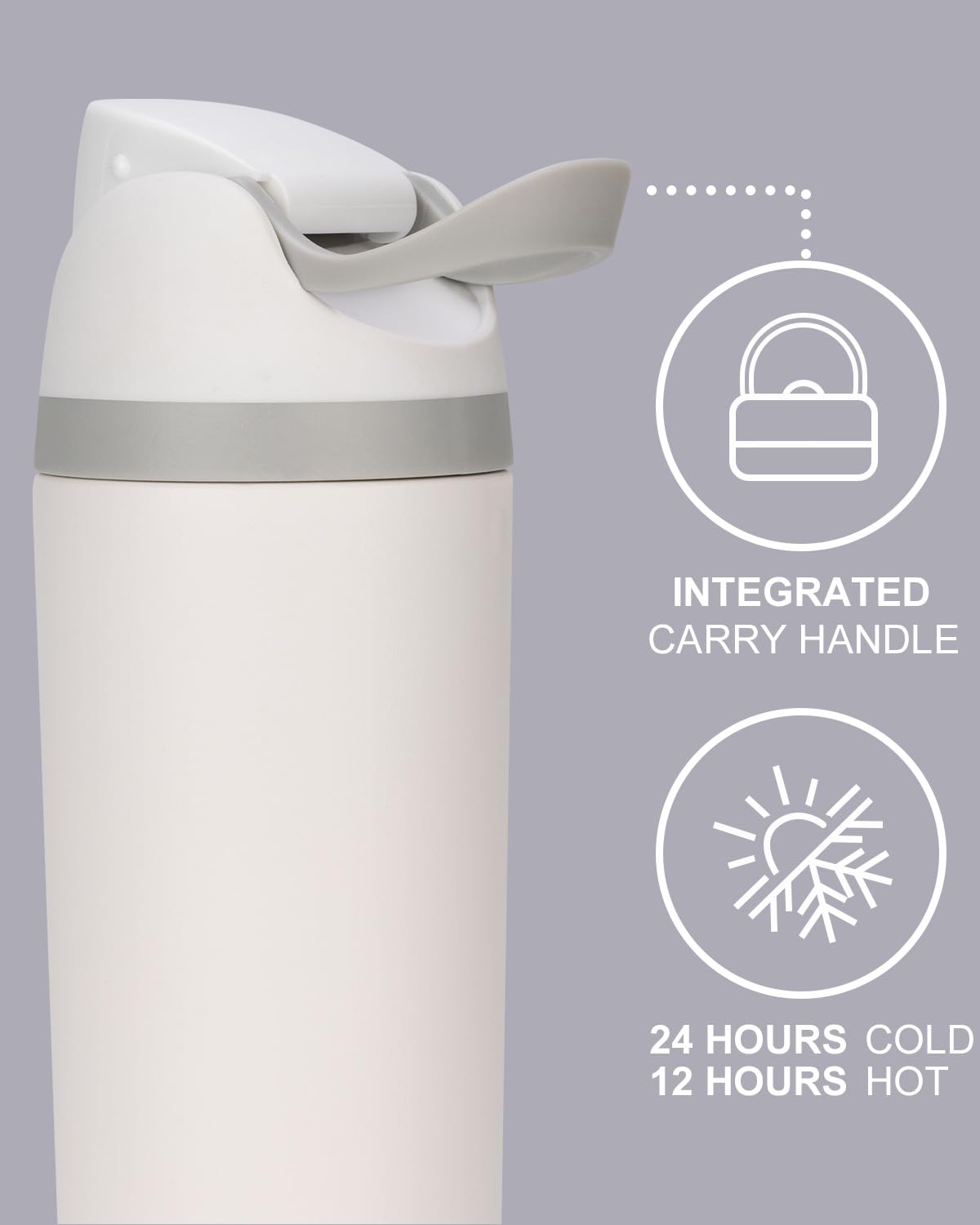 Fluxpur Insulated Water Bottle Sports Stainless Steel Water Bottle with Straw Travel Leakproof,19 Oz,White 10