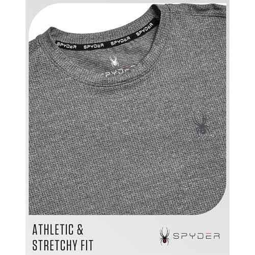 Spyder Mens Athletic Shirts - Moisture Wicking Short Sleeve Crewneck Workout Shirts for Men - Relaxed Fit Mens Shirts for Gym